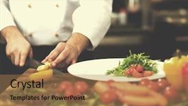  Presentation with processing - Presentation design consisting of chef serving vegetable salad background and a coral colored foreground