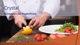  Presentation with processing - Amazing PPT theme having chef serving vegetable salad backdrop and a  colored foreground
