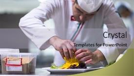  Presentation with processing - Beautiful slide deck featuring chef serving vegetable salad backdrop and a light blue colored foreground