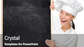  Presentation with cook chef - Presentation design consisting of chef showing blank menu sign background and a dark gray colored foreground