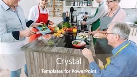  Presentation with cooking chef - Presentation having chef-showing-mixed-group background and a gray colored foreground