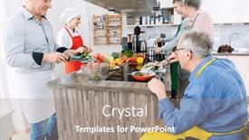  Presentation with cooking chef - Presentation design featuring chef-showing-trainees-the-secrets background and a gray colored foreground