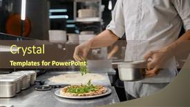  Presentation with chef - PPT theme featuring chef-sprinkling-fresh-greenery-over background and a tawny brown colored foreground