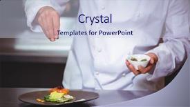  Presentation with commercial - Slide set featuring chef sprinkling spices on dish background and a sky blue colored foreground