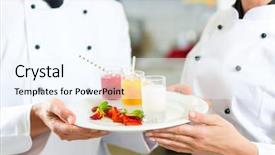  Presentation with team working together - Amazing theme having chef team in restaurant kitchen with dessert working together backdrop and a cool aqua colored foreground