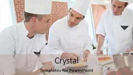  Presentation with youth job training - Cool new PPT theme with chef training students in restaurant backdrop and a  colored foreground