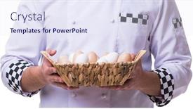  Presentation with chef - Presentation design consisting of chef-with-a-basket background and a sky blue colored foreground