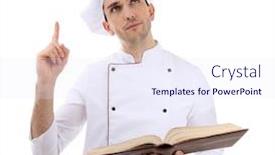  Presentation with recipe book - Presentation consisting of chef-with-recipe-book background and a sky blue colored foreground