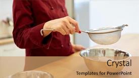  Presentation with cooking chef - PPT theme with chef with strainer sieving flour background and a  colored foreground