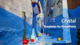  Presentation with morocco - PPT layouts consisting of chefchaouen blue city of morocco background and a ocean colored foreground