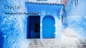  Presentation with morocco - Slide set with chefchaouen-blue-city-of-morocco background and a light blue colored foreground