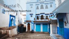  Presentation with morocco - Theme enhanced with chefchaouen-blue-city-of-morocco background and a light blue colored foreground