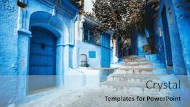  Presentation with city street - Presentation theme with chefchaouen-blue-city-of-morocco background and a light blue colored foreground