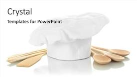  Presentation with chef - Presentation theme having chef's hat with spoons background and a white colored foreground
