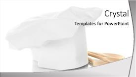  Presentation with scroll paper isolated on white - PPT theme having chef's hat with spoons background and a white colored foreground
