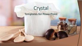  Presentation with chef war - Audience pleasing PPT layouts consisting of chef's hat with spoons backdrop and a sky blue colored foreground