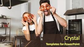  Presentation with friends - Cool new presentation with chefs on the kitchen cook backdrop and a tawny brown colored foreground