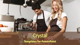  Presentation with happy image - Presentation theme having chefs on the kitchen cooking background and a tawny brown colored foreground