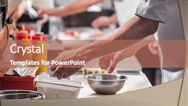  Presentation with restaurant kitchen - Beautiful slide set featuring chefs preparing food backdrop and a coral colored foreground