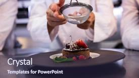  Presentation with dessert - Slide deck with chefs team finishing dessert plates background and a tawny brown colored foreground