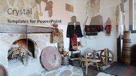  Presentation with local architecture - PPT theme featuring chelopek-bulgaria-august-06-2017 background and a mint green colored foreground