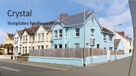  Presentation with english tenses - Slide set consisting of chelsea - english street of terraced houses background and a light blue colored foreground