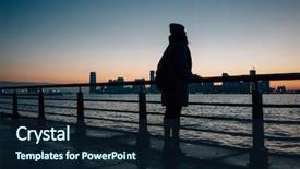  Presentation with sad woman silhouette - Amazing PPT theme having chelsea - silhouette of a young woman backdrop and a navy blue colored foreground