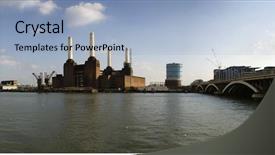  Presentation with panoramic london skyline iconic - Colorful theme enhanced with chelsea - thames river london panoramic shot backdrop and a light blue colored foreground