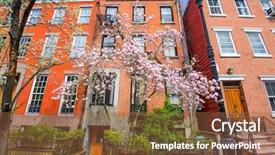  Presentation with neighborhood - PPT theme enhanced with chelsea neighborhood of new york background and a tawny brown colored foreground