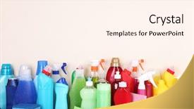  Presentation with cleaning - Presentation theme having chemical - cleaning products on shelf background and a cream colored foreground