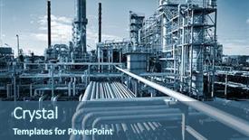  Presentation with refinery - Cool new slide deck with chemical - oil and gas refinery photographed backdrop and a ocean colored foreground