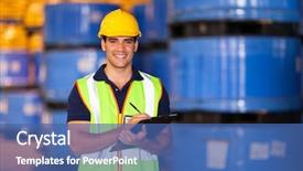  Presentation with recording - Presentation theme enhanced with chemical - portrait of young worker background and a ocean colored foreground