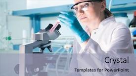  Presentation with test tube laboratory - Amazing theme having chemical - scientist with a test tube backdrop and a light gray colored foreground