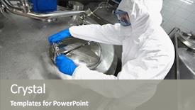  Presentation with tank - Beautiful slides featuring chemical - technician in white protective uniform backdrop and a gray colored foreground