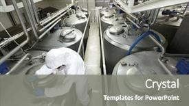  Presentation with chemical plant - Audience pleasing slides consisting of chemical - technician in white protective uniform backdrop and a gray colored foreground