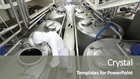  Presentation with chemical plant - PPT theme consisting of chemical - two workers in white protective background and a gray colored foreground