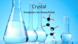  Presentation with laboratory equipment - PPT theme enhanced with chemical analysis - chemistry equipment laboratory glassware background and a  colored foreground