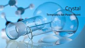  Presentation with glassware - Slide set with chemical analysis - laboratory glassware sterile conditions background and a cyan colored foreground