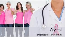  Presentation with breast cancer light - PPT theme featuring chemical awarness - breast cancer doctor and women background and a light gray colored foreground
