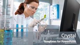  Presentation with biology - Beautiful theme featuring chemical biology - scientist working at the laboratory backdrop and a gray colored foreground