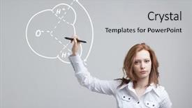  Presentation with bond - Amazing PPT layouts having chemical bond - young woman draws water molecule backdrop and a light gray colored foreground
