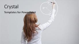  Presentation with bond - PPT theme having chemical bond - young woman draws water molecule background and a light gray colored foreground