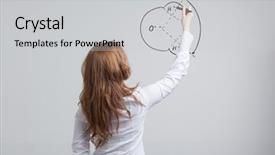  Presentation with water woman swimming underwater - Audience pleasing PPT theme consisting of chemical bond - young woman draws water molecule backdrop and a light gray colored foreground