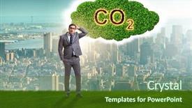  Presentation with emissions - PPT layouts with chemical carbon - ecological concept of greenhouse gas background and a tawny brown colored foreground