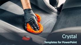  Presentation with car cleaning - Amazing slides having chemical cleaning of car seats backdrop and a tawny brown colored foreground