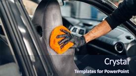  Presentation with car cleaning - Presentation theme enhanced with chemical cleaning of car seats background and a navy blue colored foreground