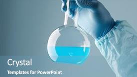  Presentation with chemical elements - Colorful slides enhanced with chemical elements - close-up of glassware with blue backdrop and a teal colored foreground