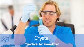  Presentation with tubes - Amazing PPT theme having chemical elements - medical researcher working with liquid backdrop and a teal colored foreground