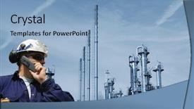  Presentation with engineering chemical - Theme enhanced with chemical engineering - engineer talking in phone background and a light blue colored foreground