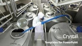  Presentation with engineering chemical - Theme consisting of chemical engineering - fully protected technician in white background and a gray colored foreground